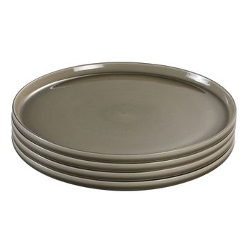 Juego de 4 platos llanos de gres verde d28