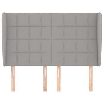 Cabecero Cama Mueble De Dormitorio Con Orejas De Tela Claro 147 X 23 X 118/128 Cm Gris M02_0003223