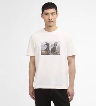 Barbour international para hombre. MTS1585 Camiseta Hellen Photographic blanco (L), Beige, Casual, Algodón, Manga corta