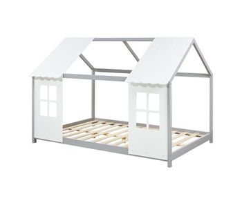 Cama para niños tostedt en forma de casita 120x200 cm - gris/blanco [en.casa]