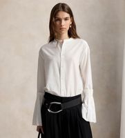 polo ralph lauren para mujer 211b23719001 camisa de algodon y seda blanco 8 clasico manga larga