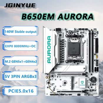 JGINYUE B650M AURORA nueva placa base M-ATX para AMD ®   Ryzen 7/8/9000series PC de escritorio DDR5 RAM PCIe5.0 Gaming No-WiFi