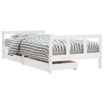 Estructura De Cama Infantil Con Cajones Madera Blanco 90x190 Cm Vidaxl