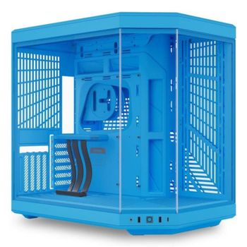 Caja para PC Hyte Y70 Azul vidrio templado vista panorámica ATX