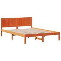 cama matrimonial  cama doble  estructura de cama de madera de pino marron encerado cfw51182