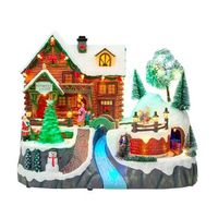 pueblo navideno con tren well home -  led movimiento y musica - 35x245x285 cm