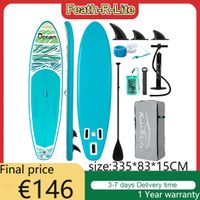 tabla de paddle surf inflable portatil feath-r-lite antideslizante de 3358415 cm y su conjunto completo de accesorios