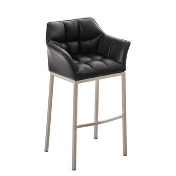 Taburete De Bar Damaso Cuero Sintético Con Base De Cuatro Patas Simil Cuero Negro 48x64x110 Cm Clp