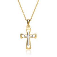 cadena con cruz oro de 8 quilates blanco amarillo con colgante