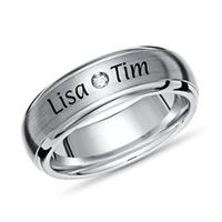 anillo de titanio mate con grabado laser de diamantes