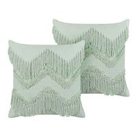 conjunto de 2 cojines de algodon verde claro 45 x 45 cm borlas accesorio bacopa