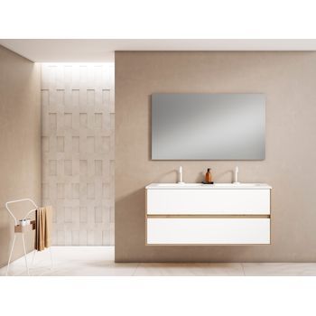 Mueble Mydesign 120 Cm 2s, Estructura Roble Moderno Frontal Blanco Mate. Pack Mueble + Lavabo.