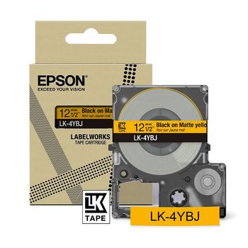Epson LK-4YBJ cinta mate negro sobre amarillo 12 mm (original)