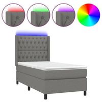 estructura de cama led con cabecero con somier colchon 100x200 cm tela gris oscuro tdl0208438