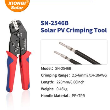 Juego de herramientas de prensado de alicates de conectores solares fotovoltaicos de SN-2546B para Kit de alicates de prensado de cables de 2,5/4/6 mm2, abrazadera de conectores solares