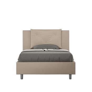 Cama De Una Plaza Y Medio  Sin Somier Acolchada 120x200 Cuero Sintético Gris Paloma Appia