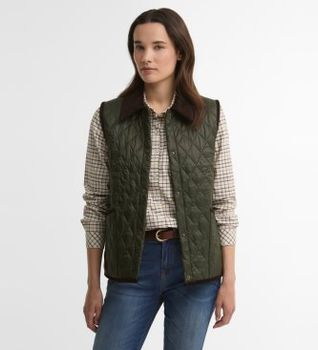 Barbour para mujer. LGI0229 Chaleco Darwen Quilted verde oliva (M), Casual, Poliamida