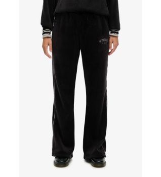 Superdry para mujer. W7011274A Pantalón Country Club Velour Straight negro (XS), Casual, Poliéster