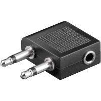 goobay adaptador de auriculares para avion 2x jack 35mm a jack 35mm machohembra negro