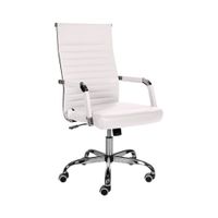 silla de oficina giratoria regulable en simil cuero blanco