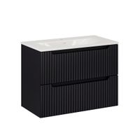 mueble lavabo individual encastrado paneles de melamina y mdf negro