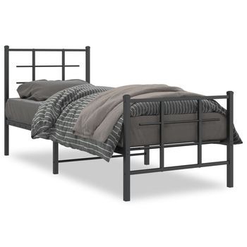 Cama Para Adulto | Cama Individual | Estructura De Cama Con Cabecero Y Estribo Metal Negro 75x190 Cm Cfw845972