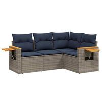 set de sofas de jardin 4 pzas con cojines ratan sintetico gris cfw176786