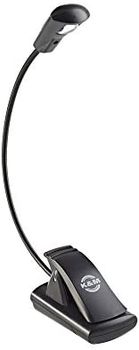 K&M 12241 Lámpara LED FlexLight negra para atril - conexión con abrazadera - cuello de cisne flexible, brillo 800 Lux