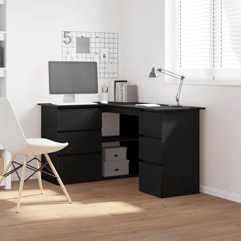 Vidaxl Escritorio Roble Negro Madera De Ingeniería 145 X 100 X 76 Cm