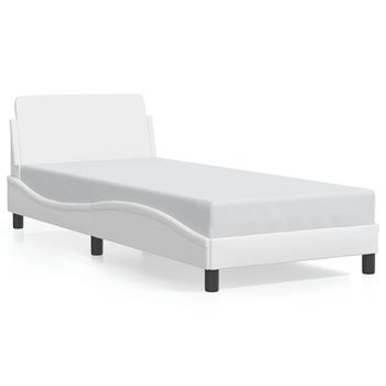 Estructura De Cama Dover Cuero Sintético Blanco 90x200 Cm Vidaxl