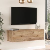 mueble tv suspendido lapinlahti 100x32x30 cm - efecto roble rustico encasa