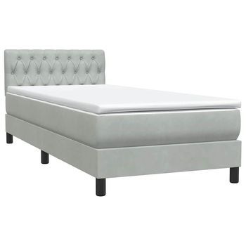 Cama Tapizada 223x90x88 Cm Terciopelo - Gris