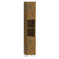 armario de bano  mueble bano madera contrachapada roble ahumado 30x30x179 cm