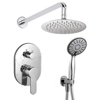 Kibath Grifo Empotrado De Ducha Equipo De Pared Monomando Val Redondo Acabado Cromo Brillo Fabricado En Latón
