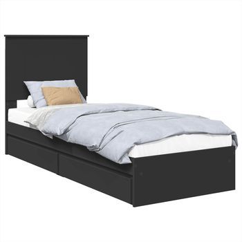 Cama Con Almacenamiento Negro 75 X 190 Cm Madera De Ingeniería Vidaxl