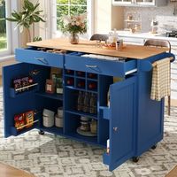 isla de cocina 102 cm moderna acabado imitacion madera con espacio de almacenamiento azul