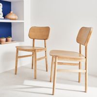 silla de madera de hevea set de 2 natural
