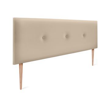 Cabecero De Polipiel Liso Con Botones 145x105cm Con Patas Camas 135/140 - Beige