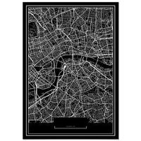 panorama cuadro de aluminio mapa negro de londres 70x100 cm