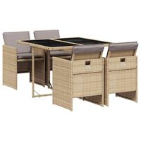 set comedor de jardin 5 pzas con cojines ratan sintetico beige cfw660832
