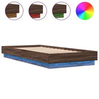 estructura de cama con luces led roble marron 100x200 cm vidaxl