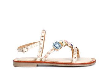 sandalias asimétricas de napa con accesorio beige 37