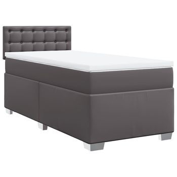 Cama Box Spring Con Colchón Cuero Sintético Gris 80x200 Cm Vidaxl