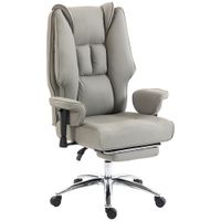 homcom silla de oficina ergonomica reclinable con reposapies respaldo alto altura regulable gris claro