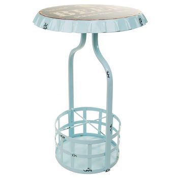 Mesa Botellero De Metal Azul 42x42x60