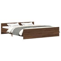 estructura de cama con cabecero piecero roble marron 180x200 cm vidaxl
