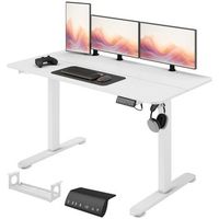 escritorio elevable electrico de acero homcom 140 x 70 cm r blanco