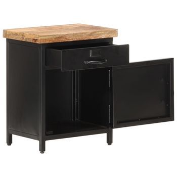 Mesita De Noche - Mesilla De Noche De Madera Maciza De Mango Rugosa 40x30x52 Cm Mc7715