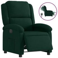 sillon reclinable electrico de terciopelo verde oscuro vidaxl
