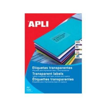 Etiqueta para impresora autoadhesiva APLI SP-581225 A4 Transparente Laser